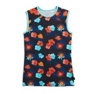 TomboyX Blue Aloha print swim tank LC size small